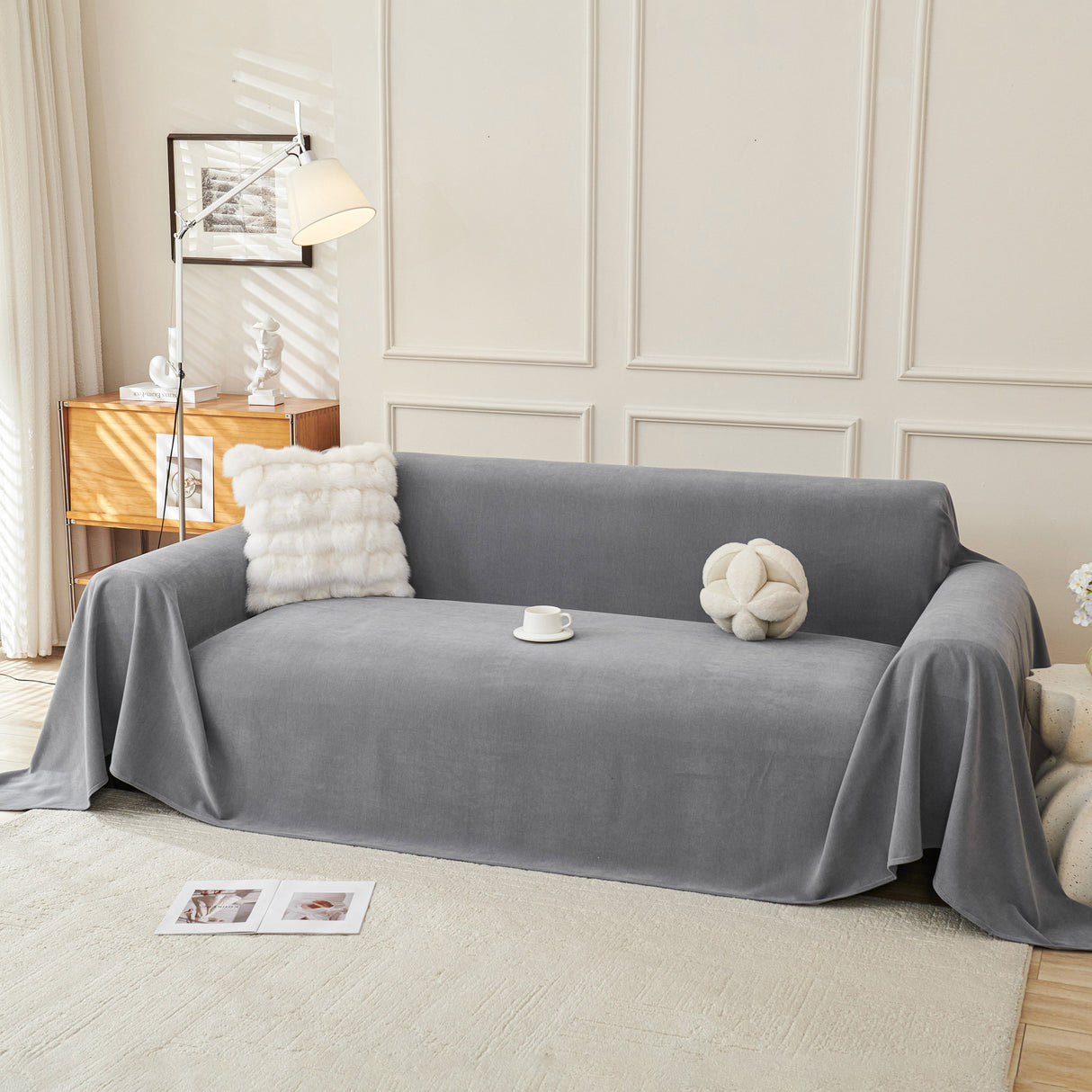 Waterproof Scratch Proof Sofa Protector Throw Blanket, Couch Cover for Pets & Kids