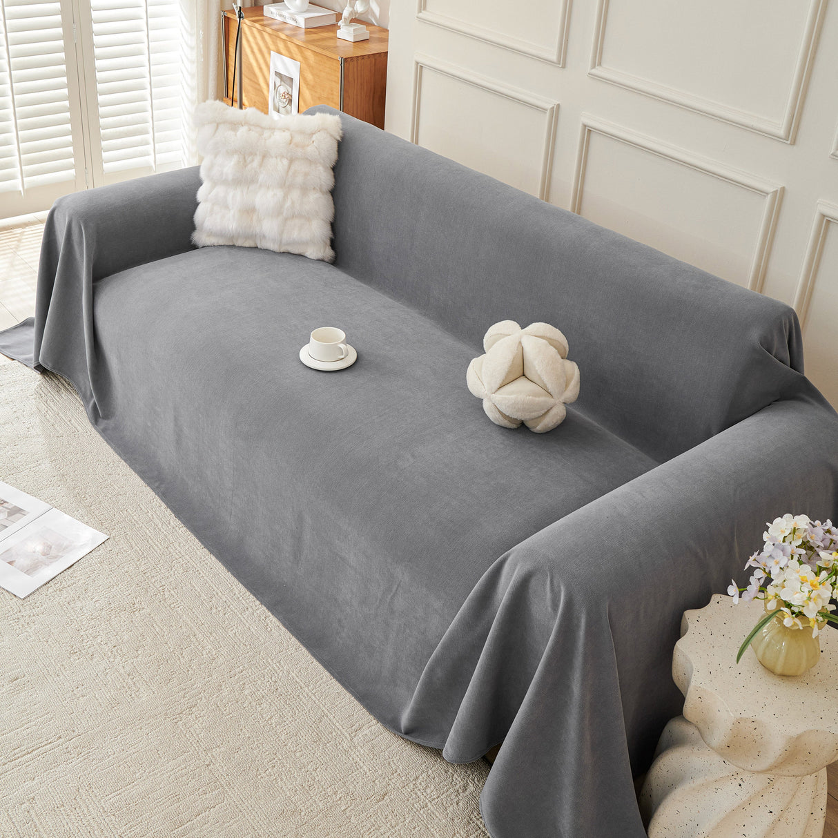 Waterproof Scratch Proof Sofa Protector Throw Blanket, Couch Cover for Pets & Kids