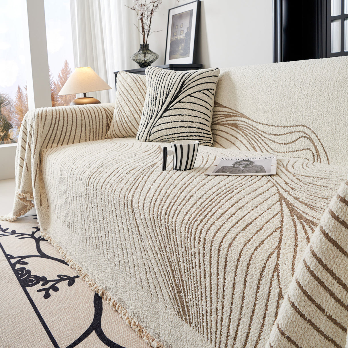 Cozy Striped Sofa Throw Blanket L Shaped Sectional Couch Covers Luxury Throws for Sofas