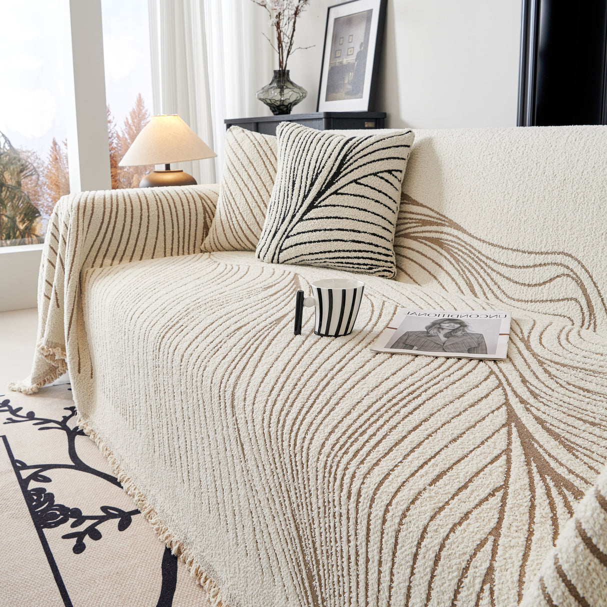 Cozy Striped Sofa Throw Blanket L Shaped Sectional Couch Covers Luxury Throws for Sofas