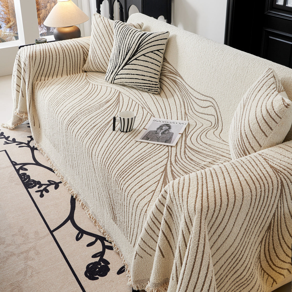 Cozy Striped Sofa Throw Blanket L Shaped Sectional Couch Covers Luxury Throws for Sofas