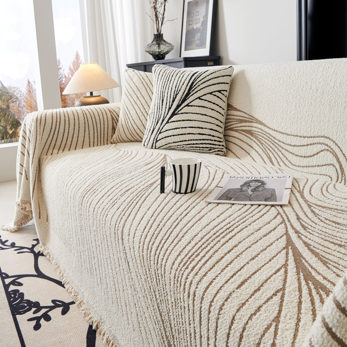 Cozy Striped Sofa Throw Blanket L Shaped Sectional Couch Covers Luxury Throws for Sofas