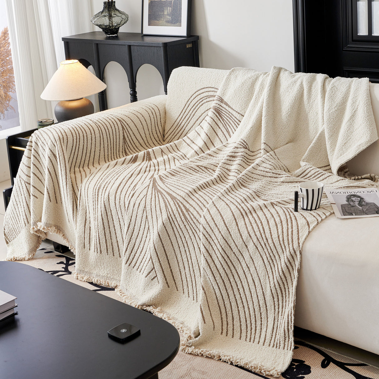 Cozy Striped Sofa Throw Blanket L Shaped Sectional Couch Covers Luxury Throws for Sofas