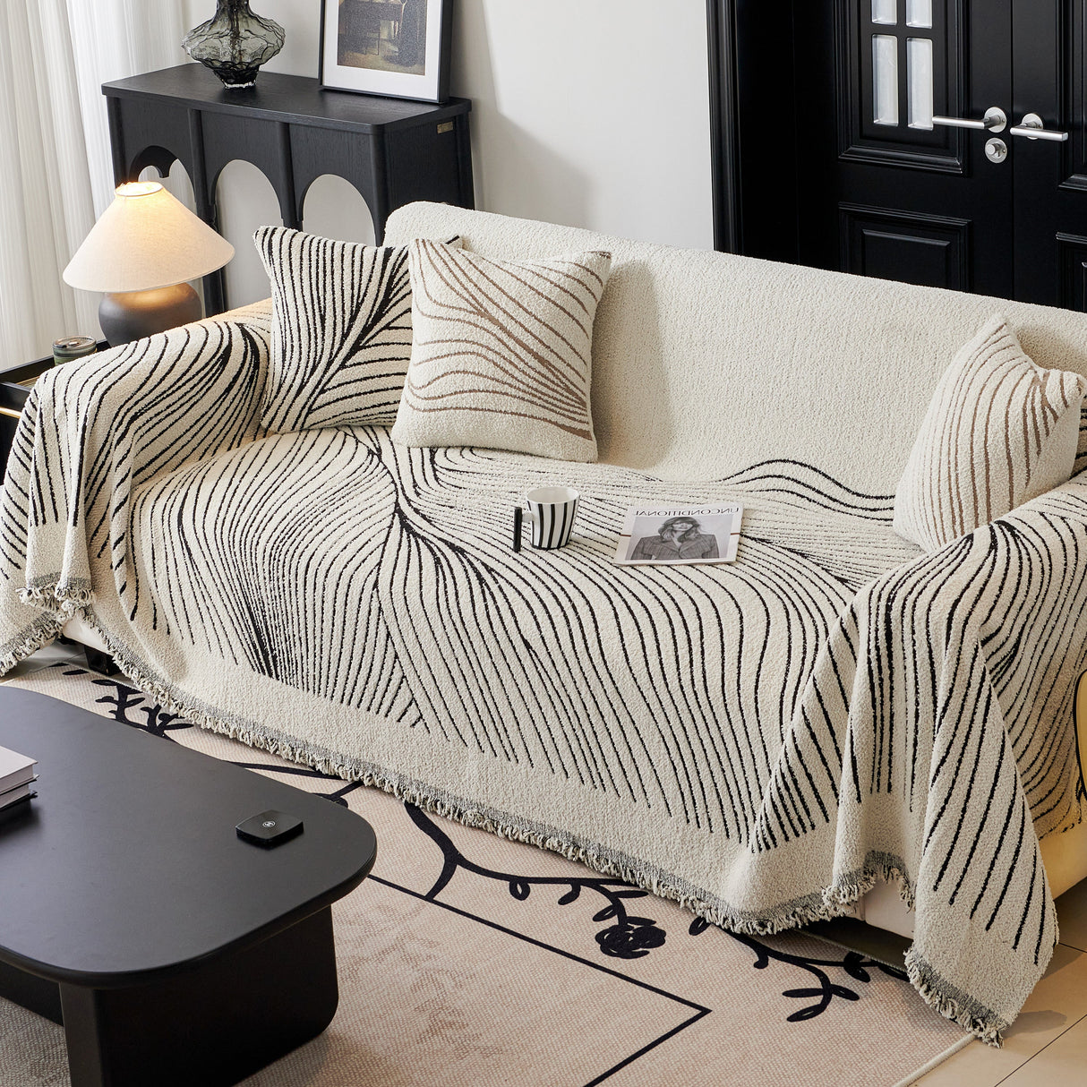 Cozy Striped Sofa Throw Blanket L Shaped Sectional Couch Covers Luxury Throws for Sofas