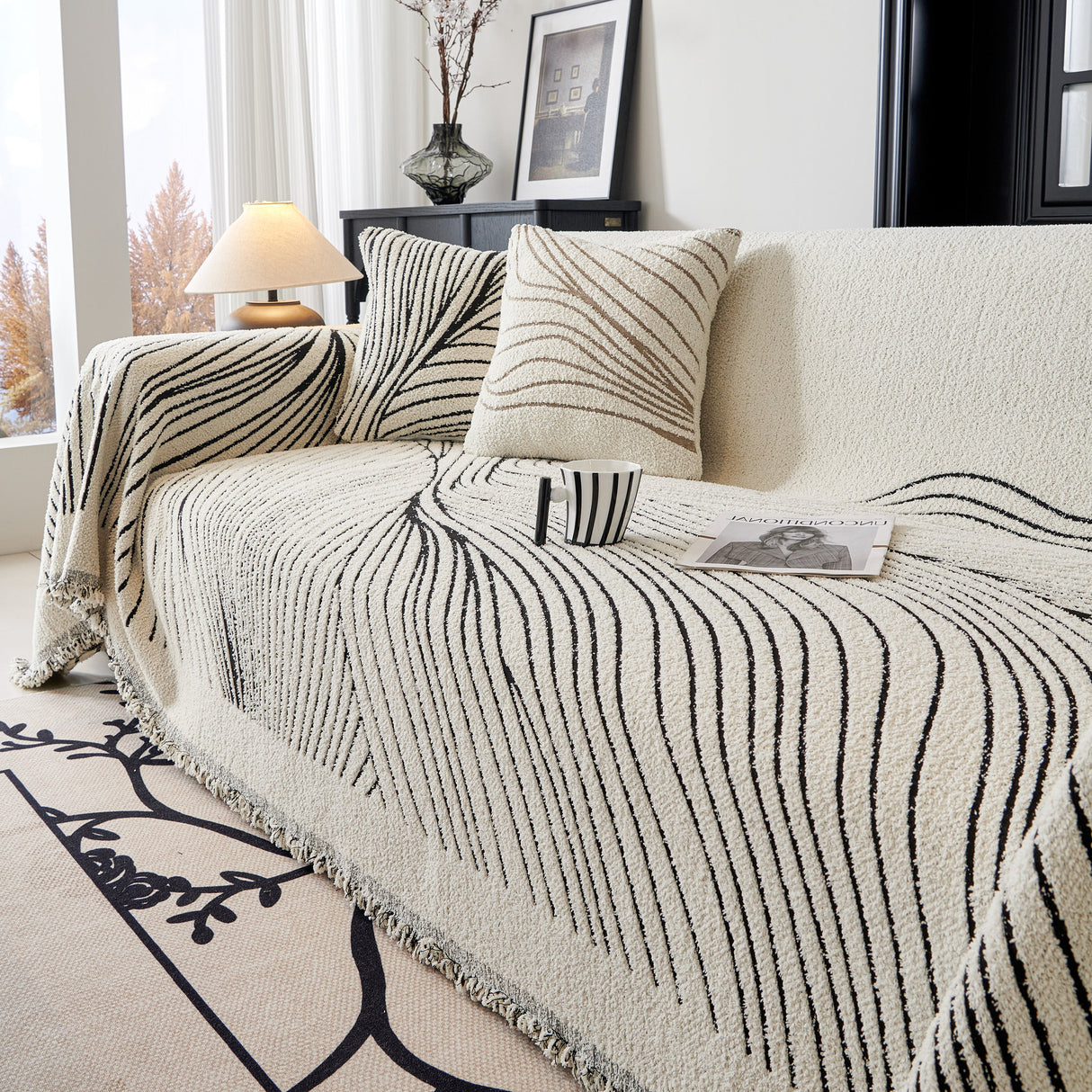 Cozy Striped Sofa Throw Blanket L Shaped Sectional Couch Covers Luxury Throws for Sofas