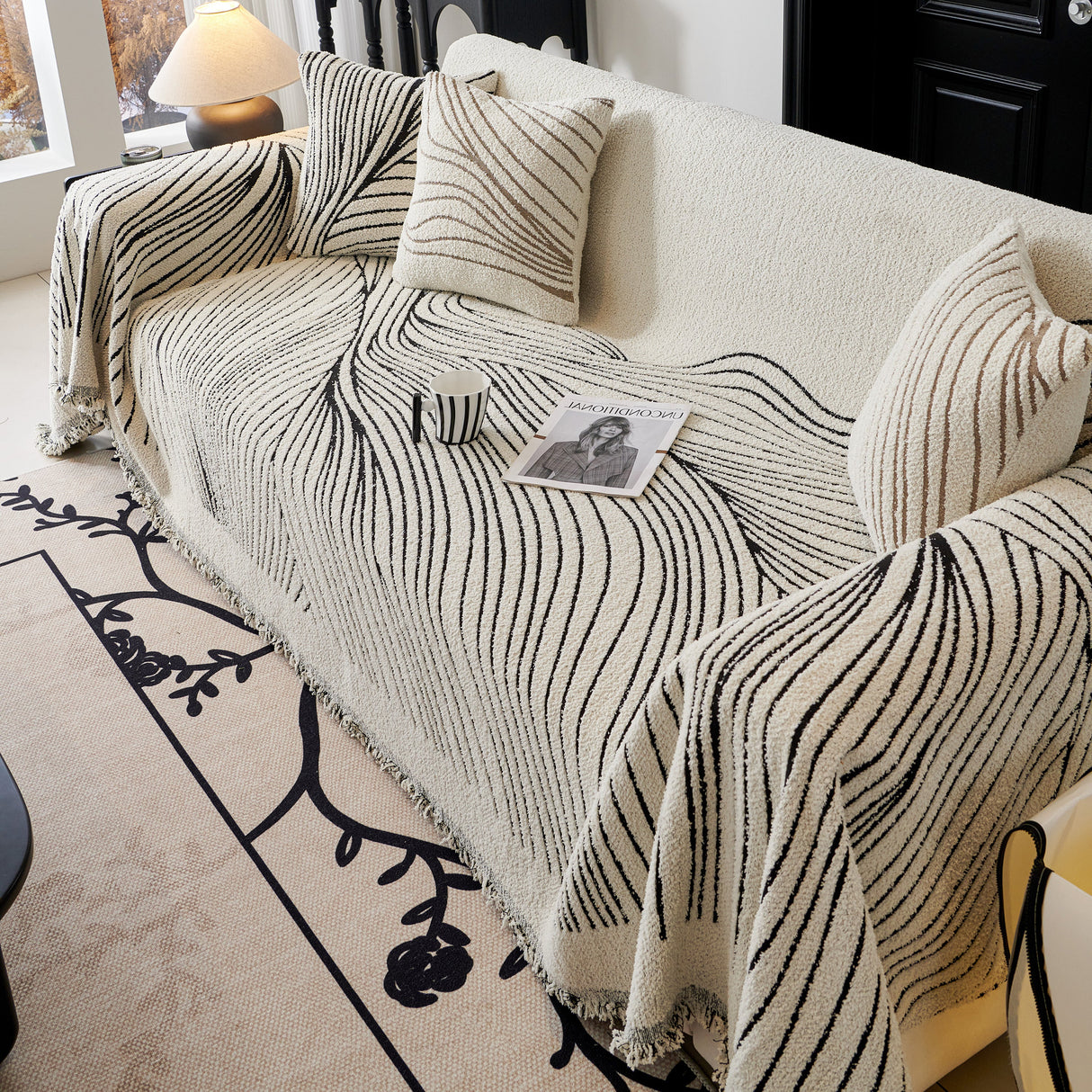 Cozy Striped Sofa Throw Blanket L Shaped Sectional Couch Covers Luxury Throws for Sofas