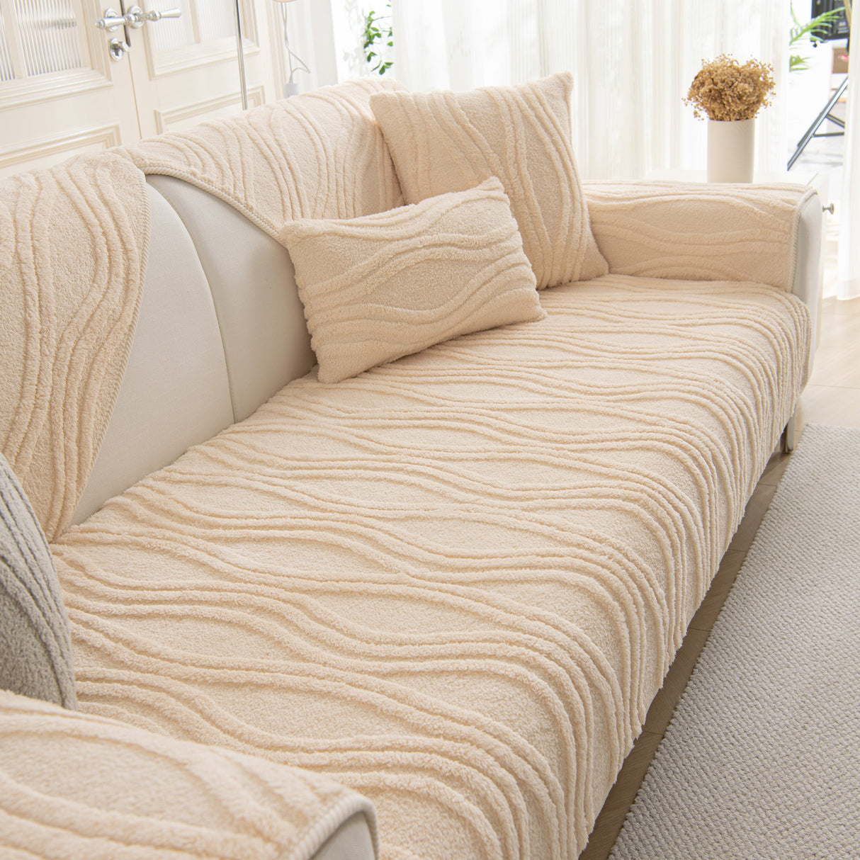 Winter Thickened Non-slip Blanket, Three-Dimensional Embossed Cotton Velvet Sofa Cover