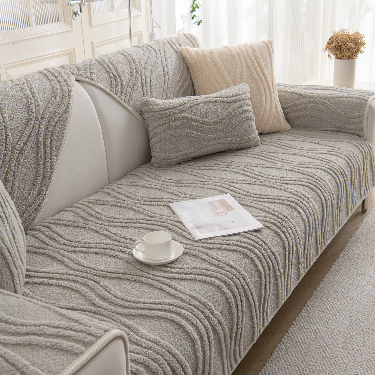 Winter Thickened Non-slip Blanket, Three-Dimensional Embossed Cotton Velvet Sofa Cover