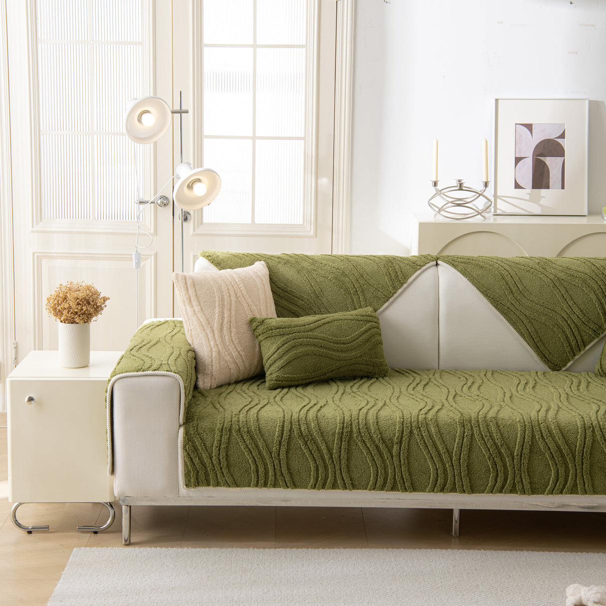 Winter Thickened Non-slip Blanket, Three-Dimensional Embossed Cotton Velvet Sofa Cover