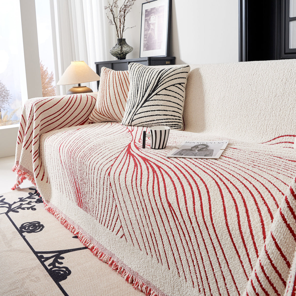 Cozy Striped Sofa Throw Blanket L Shaped Sectional Couch Covers Luxury Throws for Sofas