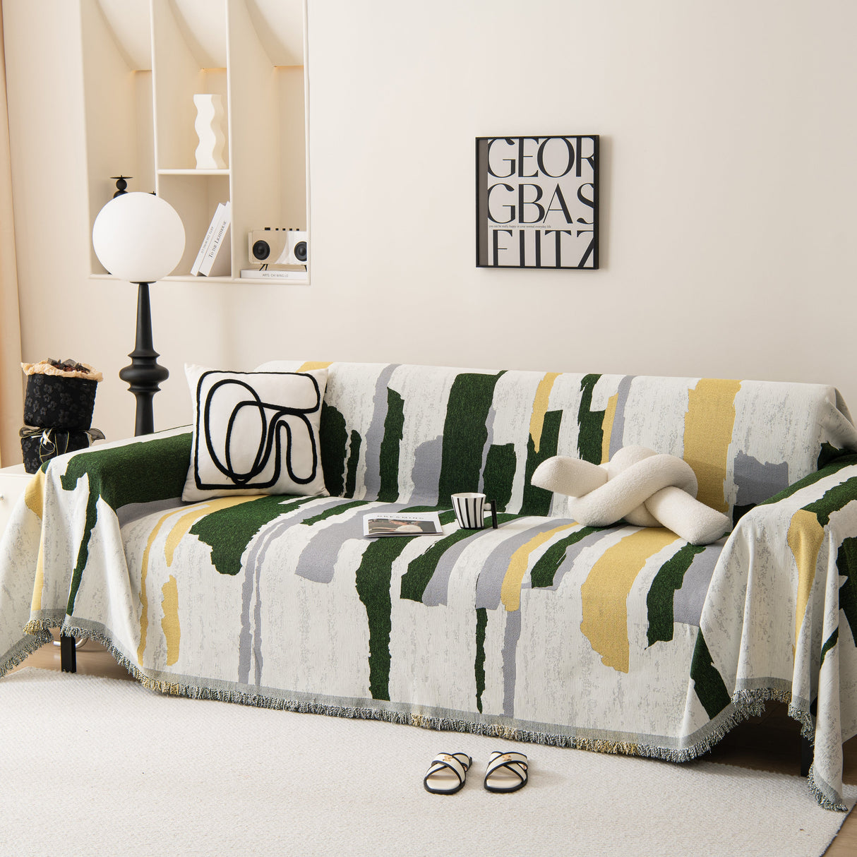 Colorful Chenille Sofa Throw Cover, Fashionable Soft Washable Couch Protector, Sectional Sofa Covers