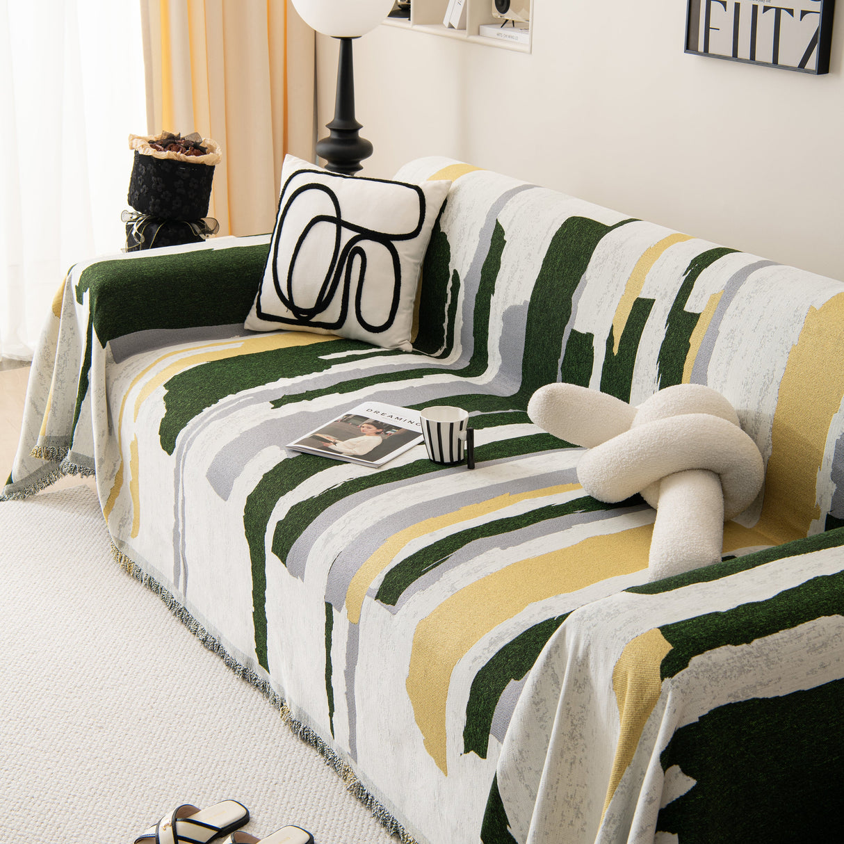 Colorful Chenille Sofa Throw Cover, Fashionable Soft Washable Couch Protector, Sectional Sofa Covers