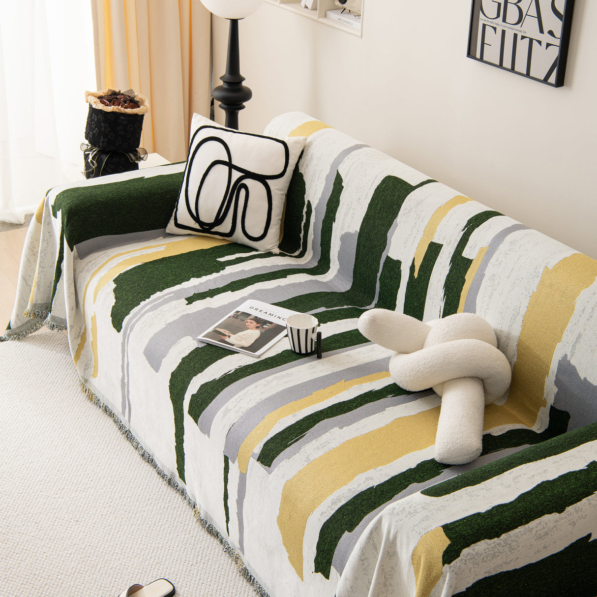 Colorful Chenille Sofa Throw Cover, Fashionable Soft Washable Couch Protector, Sectional Sofa Covers