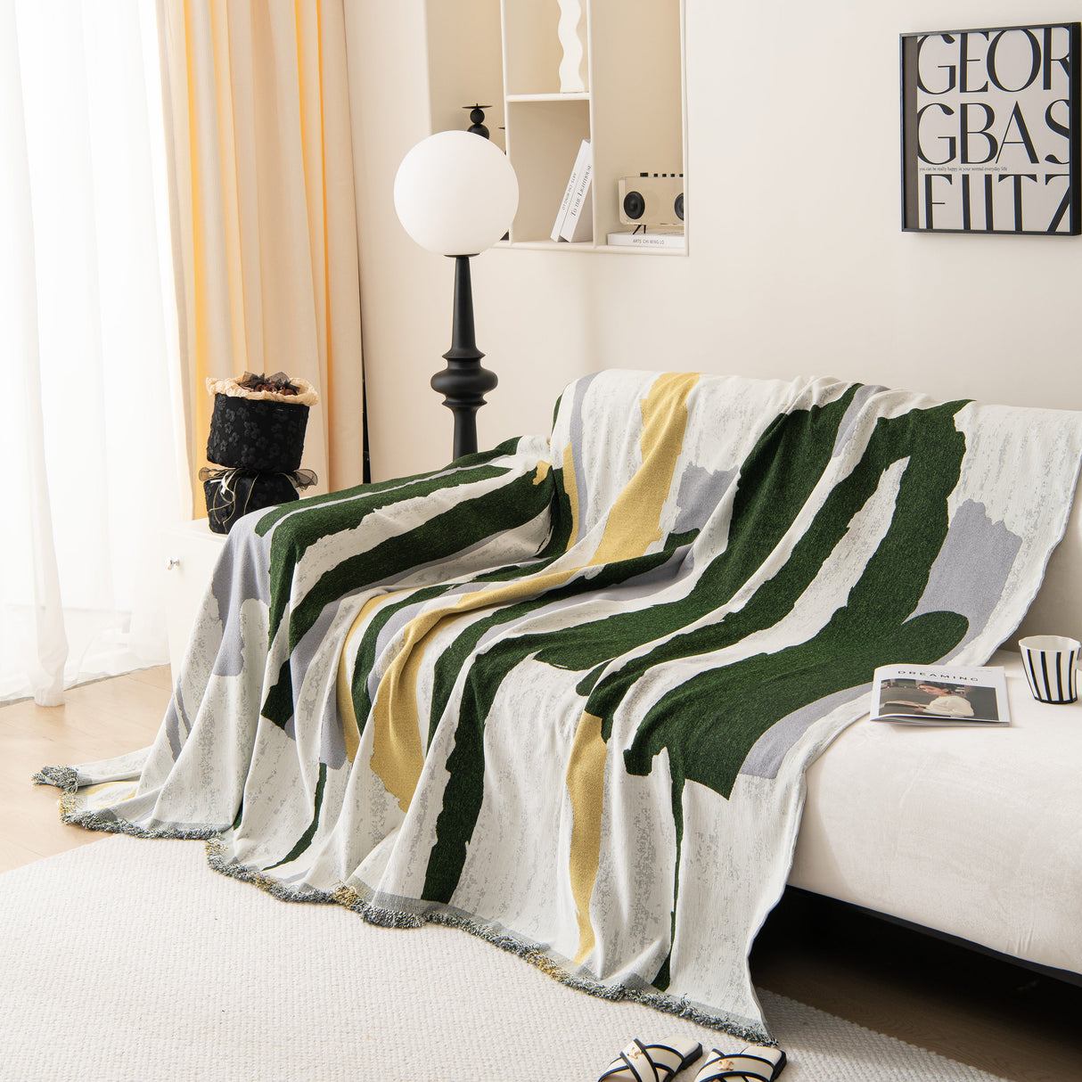 Colorful Chenille Sofa Throw Cover, Fashionable Soft Washable Couch Protector, Sectional Sofa Covers