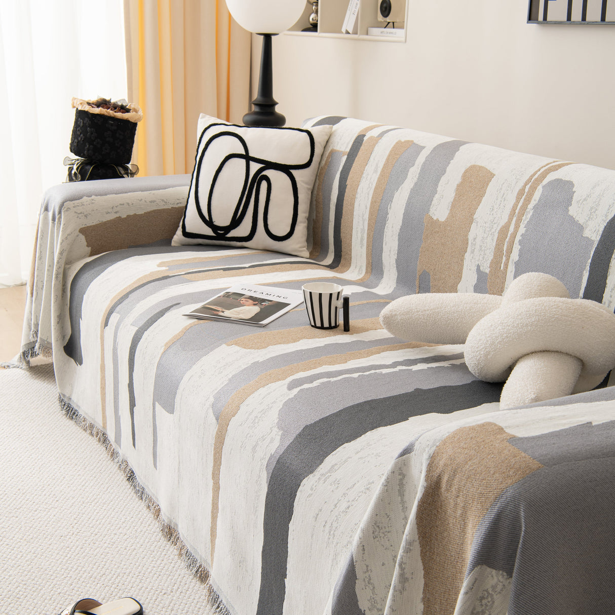 Colorful Chenille Sofa Throw Cover, Fashionable Soft Washable Couch Protector, Sectional Sofa Covers