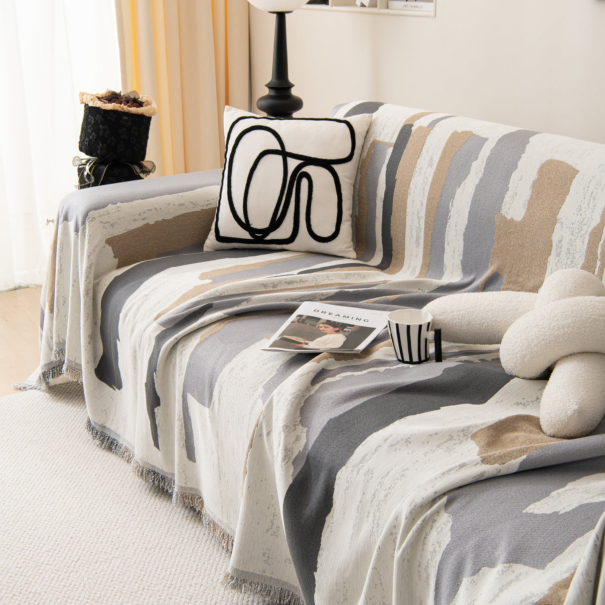 Colorful Chenille Sofa Throw Cover, Fashionable Soft Washable Couch Protector, Sectional Sofa Covers