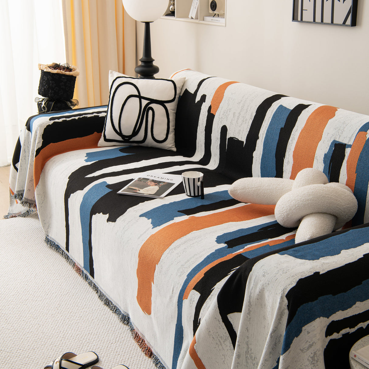 Colorful Chenille Sofa Throw Cover, Fashionable Soft Washable Couch Protector, Sectional Sofa Covers