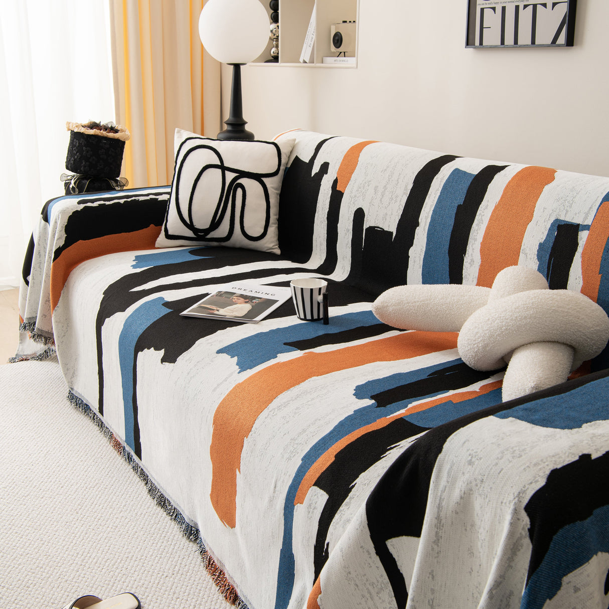 Colorful Chenille Sofa Throw Cover, Fashionable Soft Washable Couch Protector, Sectional Sofa Covers