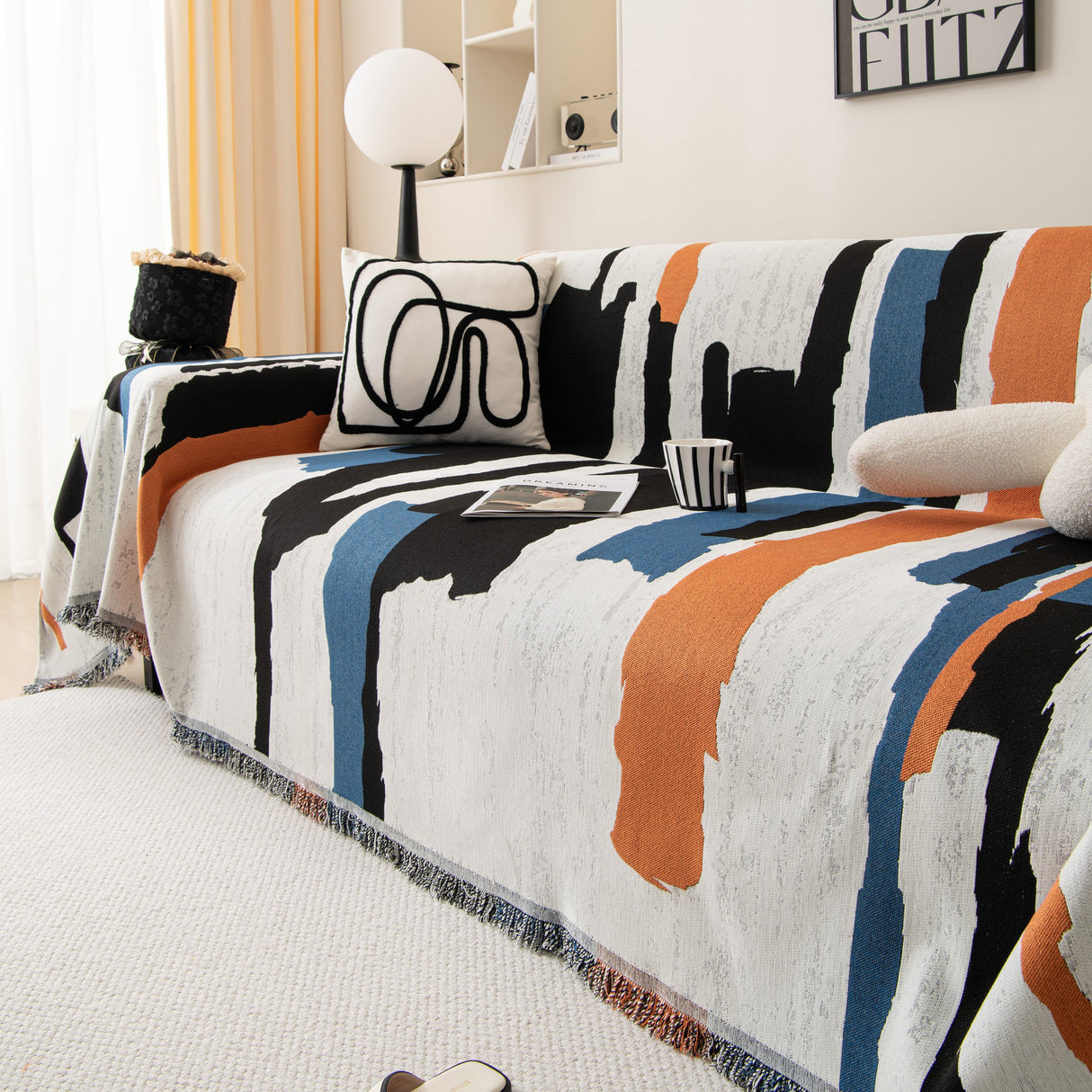 Colorful Chenille Sofa Throw Cover, Fashionable Soft Washable Couch Protector, Sectional Sofa Covers