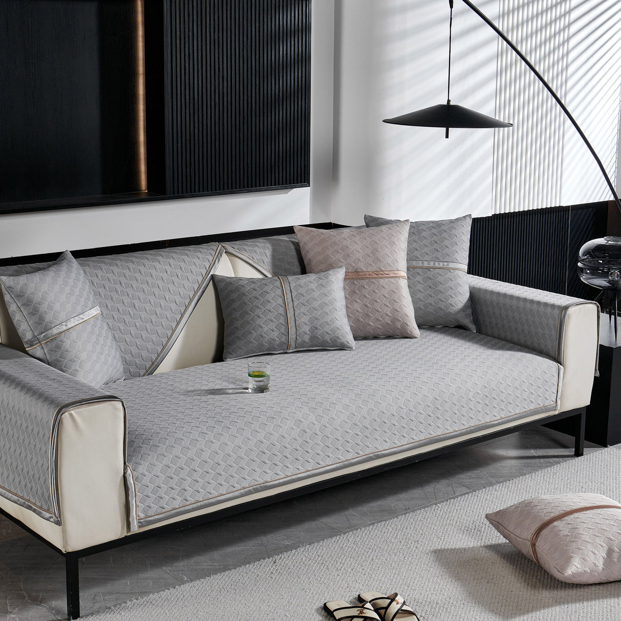 Geometric 3D Sofa Cover, Non-Slip Couch Protector for Seat, Backrest & Armrest