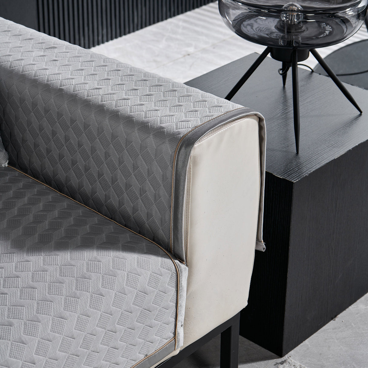 Geometric 3D Sofa Cover, Non-Slip Couch Protector for Seat, Backrest & Armrest