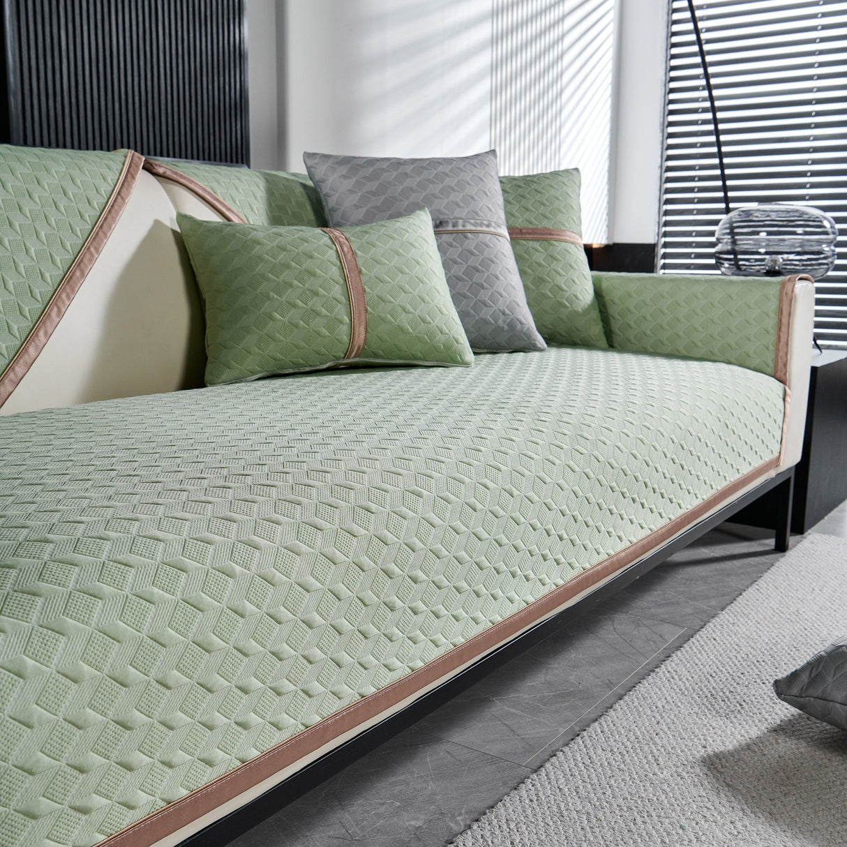 Geometric 3D Sofa Cover, Non-Slip Couch Protector for Seat, Backrest & Armrest