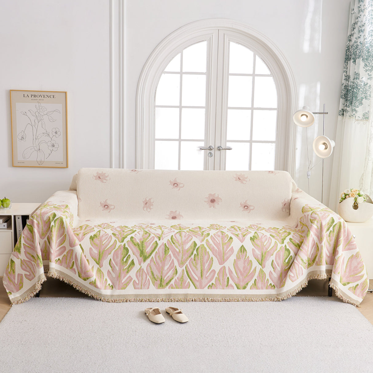 Soft Woven Leaf Couch Blanket, Pet-friendly Sectional Sofa Slipcover For Cats Dogs