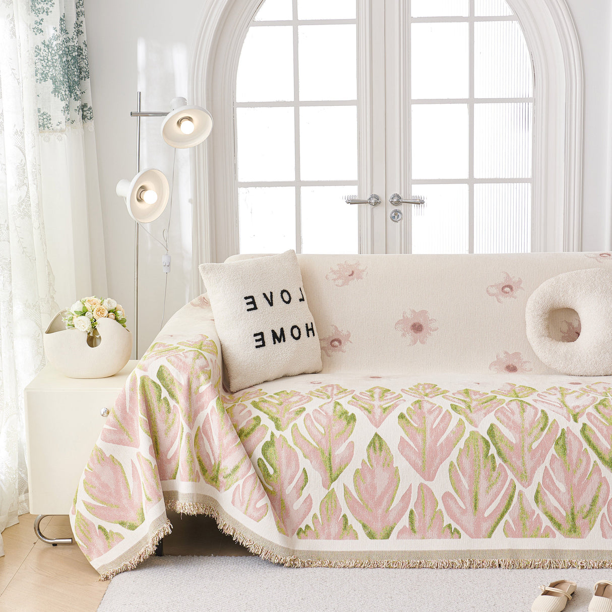 Soft Woven Leaf Couch Blanket, Pet-friendly Sectional Sofa Slipcover For Cats Dogs