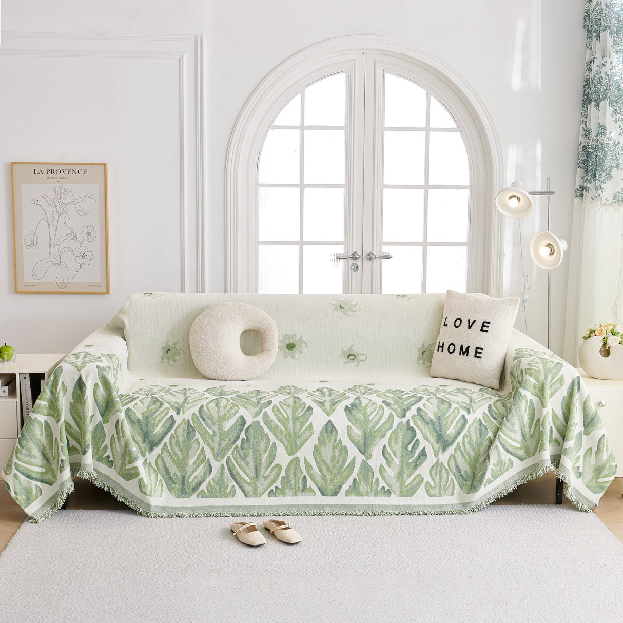 Soft Woven Leaf Couch Blanket, Pet-friendly Sectional Sofa Slipcover For Cats Dogs