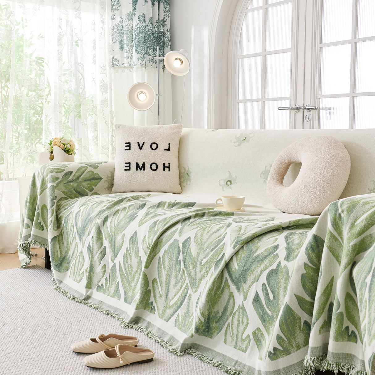 Soft Woven Leaf Couch Blanket, Pet-friendly Sectional Sofa Slipcover For Cats Dogs