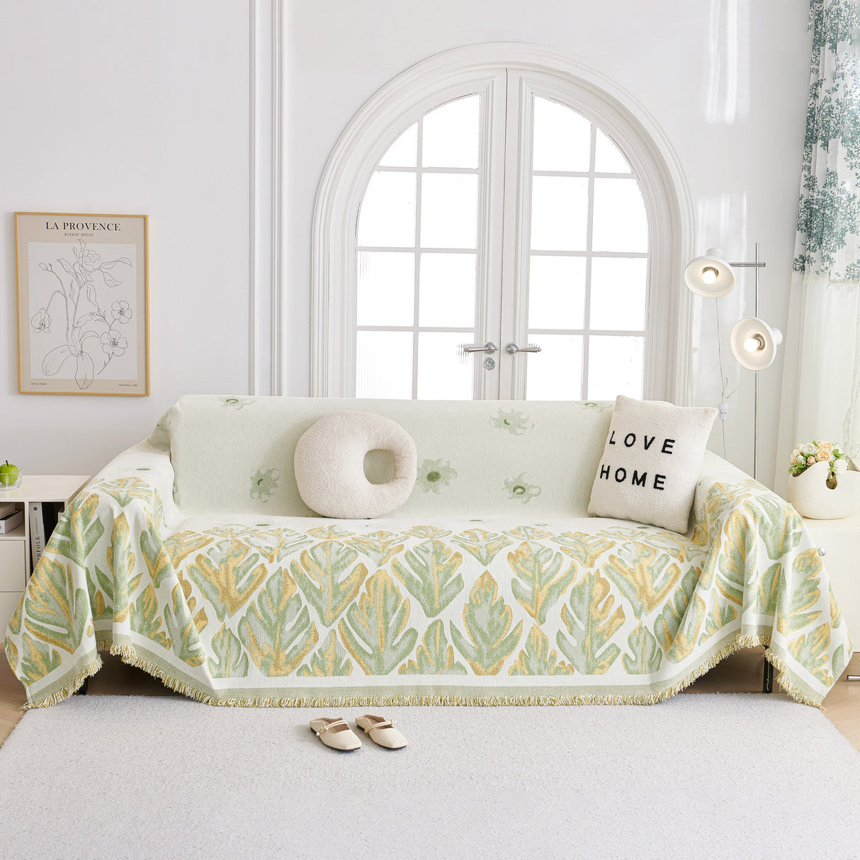 Soft Woven Leaf Couch Blanket, Pet-friendly Sectional Sofa Slipcover For Cats Dogs