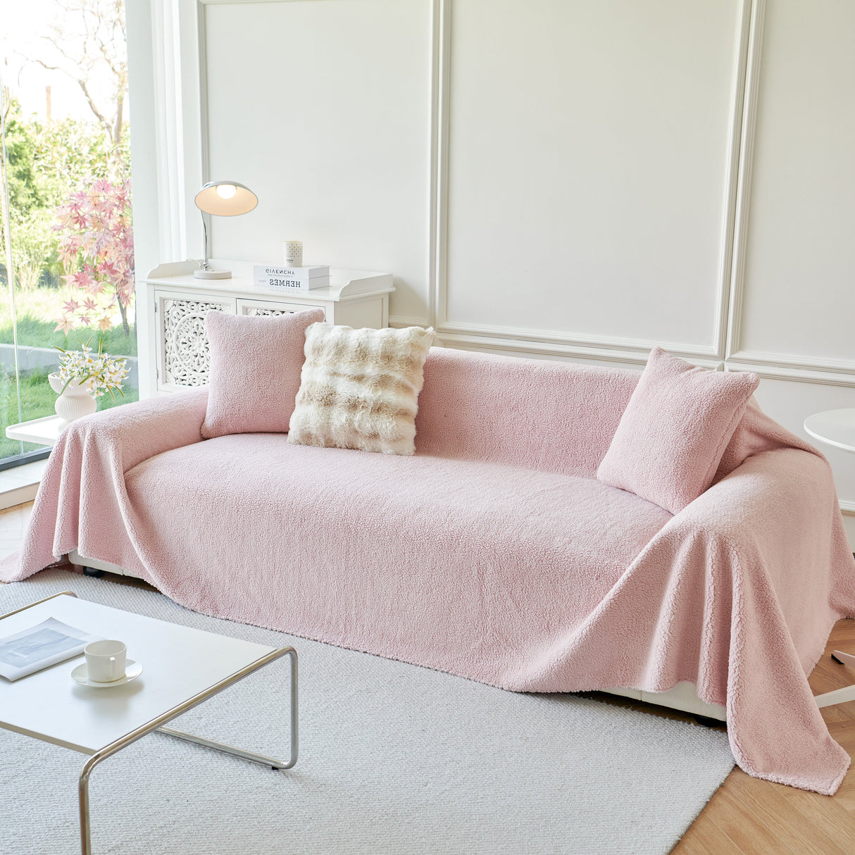 Thick Sherpa Fleece Sofa Protector Cover Stylish Durable Slipcovers for Couches and Chairs