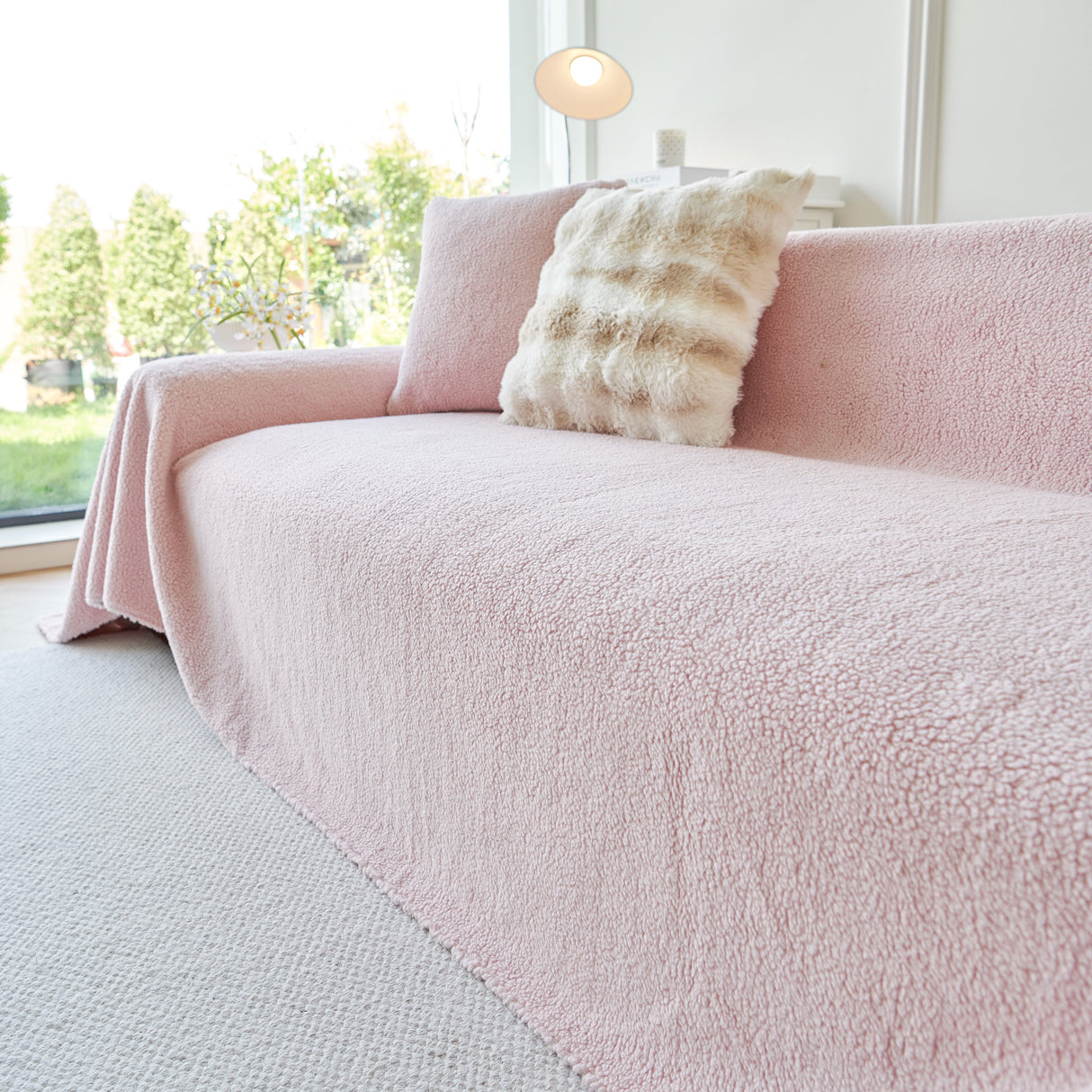 Thick Sherpa Fleece Sofa Protector Cover Stylish Durable Slipcovers for Couches and Chairs