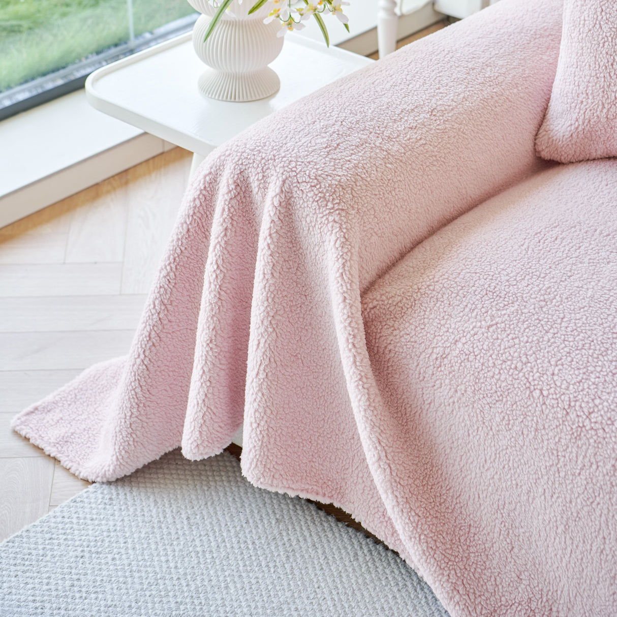 Thick Sherpa Fleece Sofa Protector Cover Stylish Durable Slipcovers for Couches and Chairs