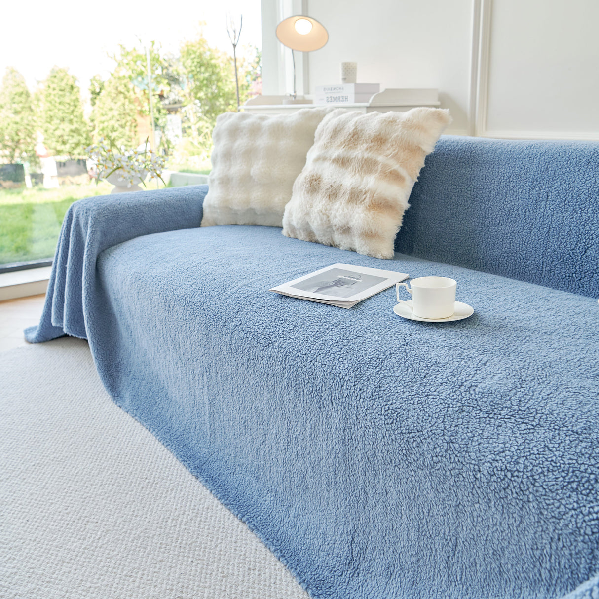 Thick Sherpa Fleece Sofa Protector Cover Stylish Durable Slipcovers for Couches and Chairs