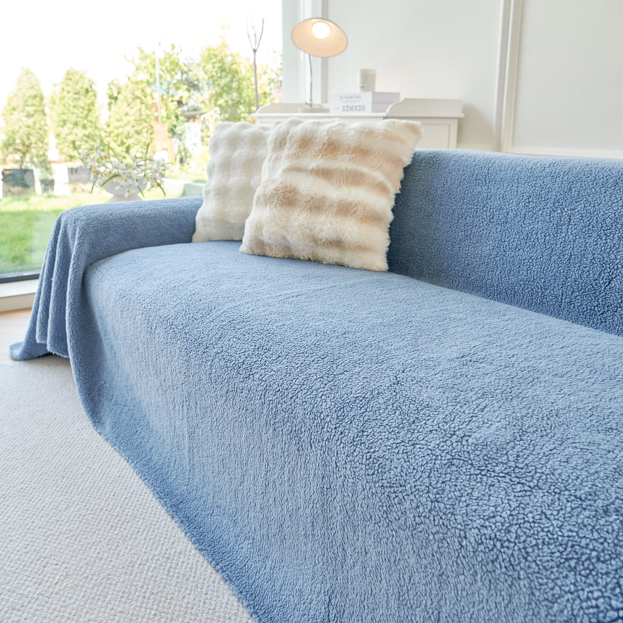 Thick Sherpa Fleece Sofa Protector Cover Stylish Durable Slipcovers for Couches and Chairs