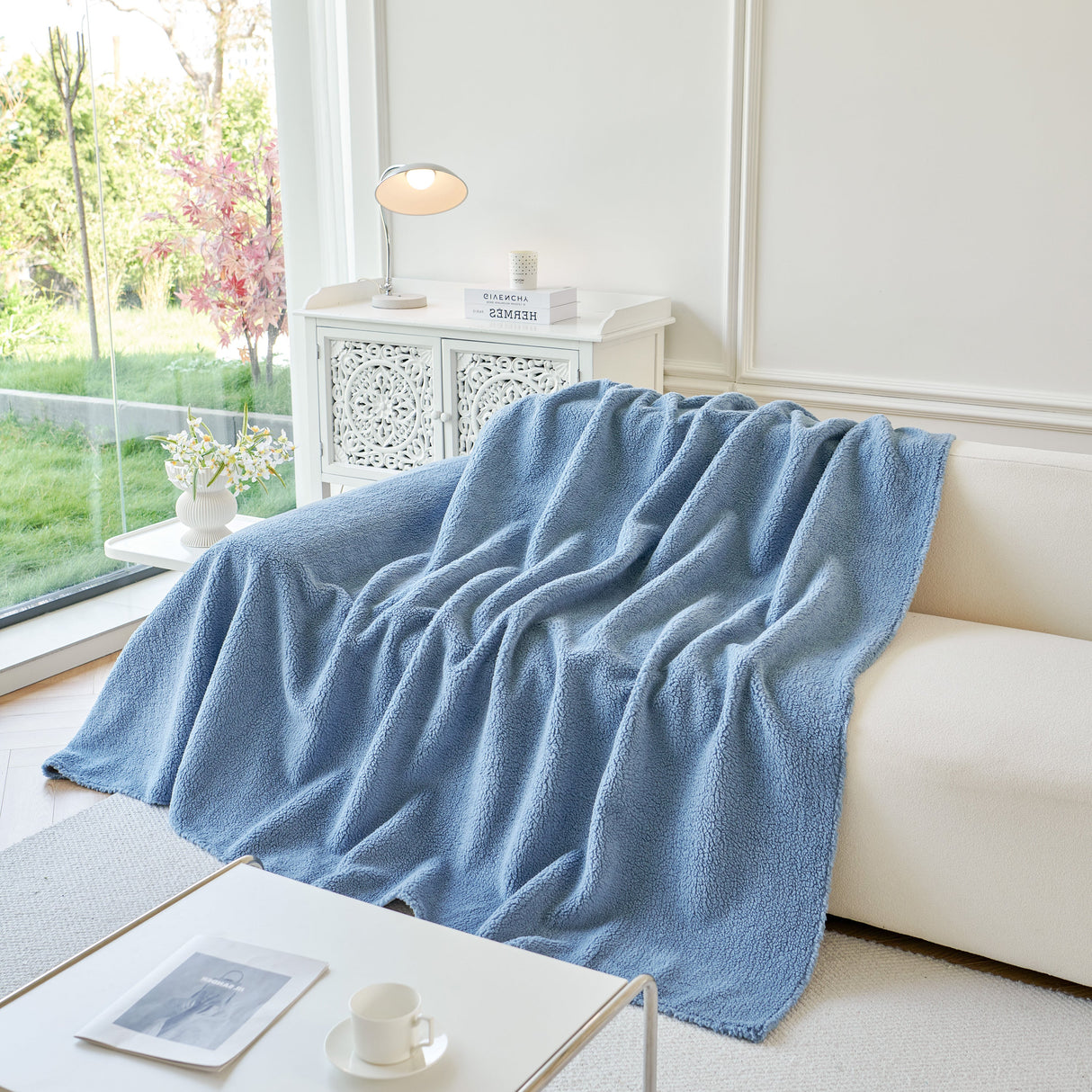 Thick Sherpa Fleece Sofa Protector Cover Stylish Durable Slipcovers for Couches and Chairs