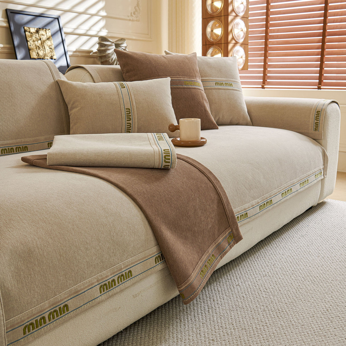 Chenille Sofa Cover Pet Mat, Non-Slip Couch Protector for Sectional & L-Shaped Sofas