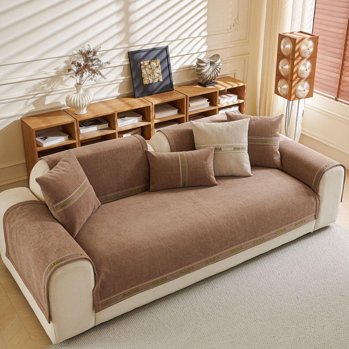 Chenille Sofa Cover Pet Mat, Non-Slip Couch Protector for Sectional & L-Shaped Sofas