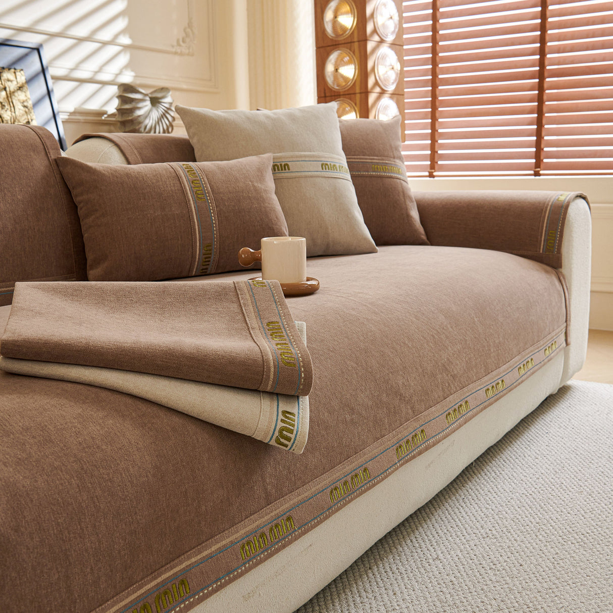 Chenille Sofa Cover Pet Mat, Non-Slip Couch Protector for Sectional & L-Shaped Sofas