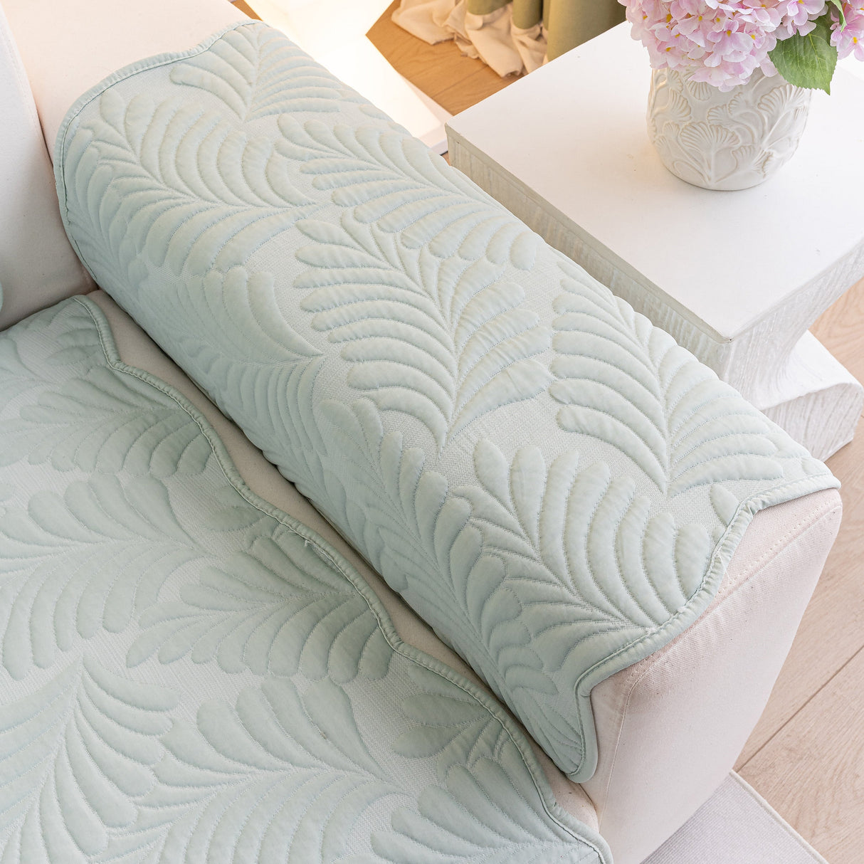 Sofa Cover for Leather & Fabric Couches, 3D Leaf Embossed Quilted Furniture Covers