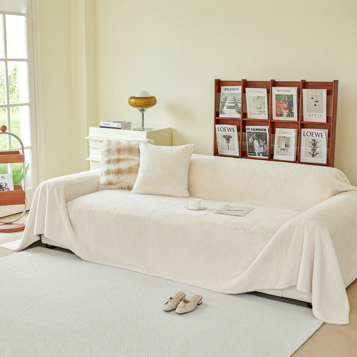 Faux Fur Smooth Plush Comfy Couch Covers, Soft Thicked Durable Blankets and Throws for Sofas