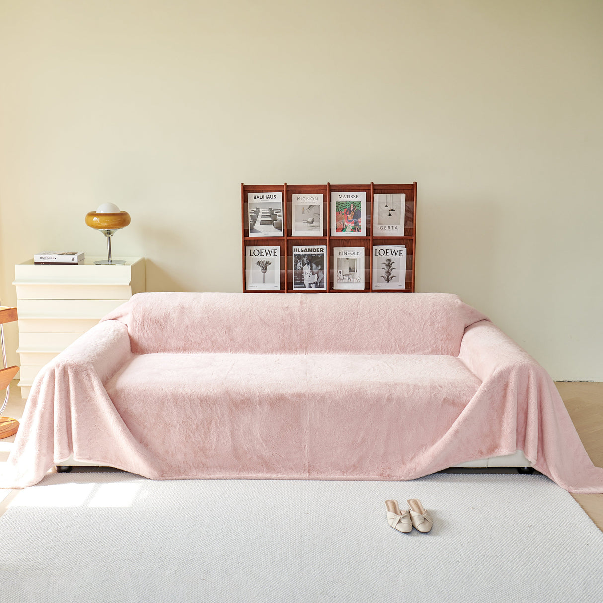 Faux Fur Smooth Plush Comfy Couch Covers, Soft Thicked Durable Blankets and Throws for Sofas