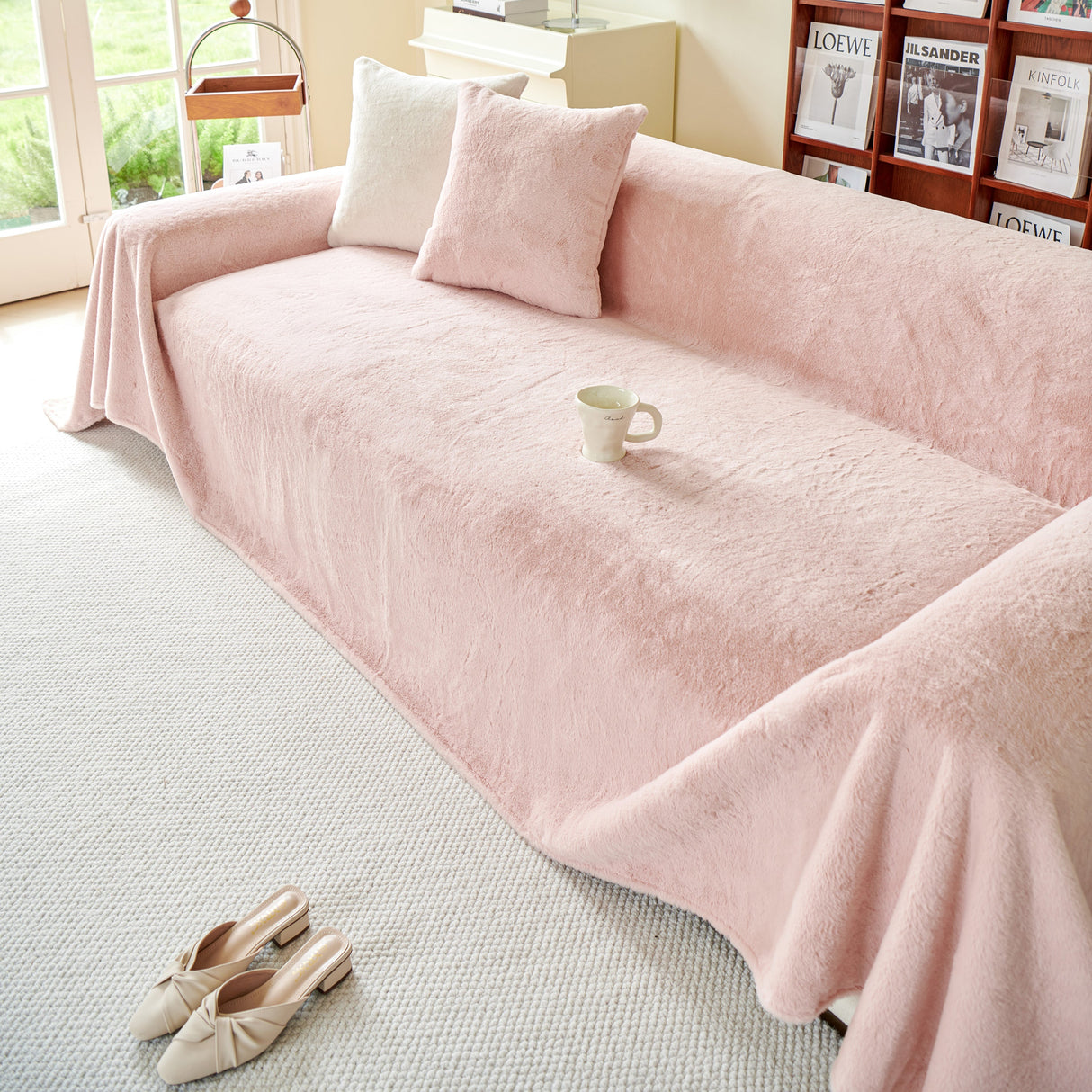 Faux Fur Smooth Plush Comfy Couch Covers, Soft Thicked Durable Blankets and Throws for Sofas