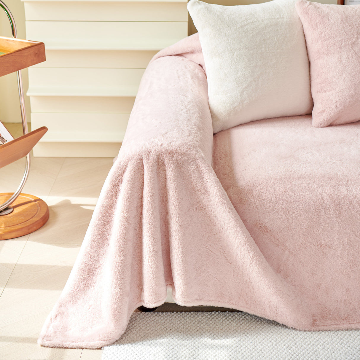 Faux Fur Smooth Plush Comfy Couch Covers, Soft Thicked Durable Blankets and Throws for Sofas