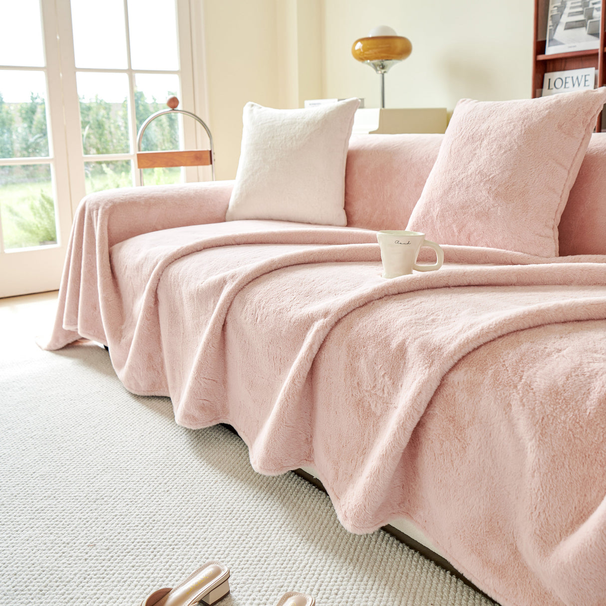 Faux Fur Smooth Plush Comfy Couch Covers, Soft Thicked Durable Blankets and Throws for Sofas