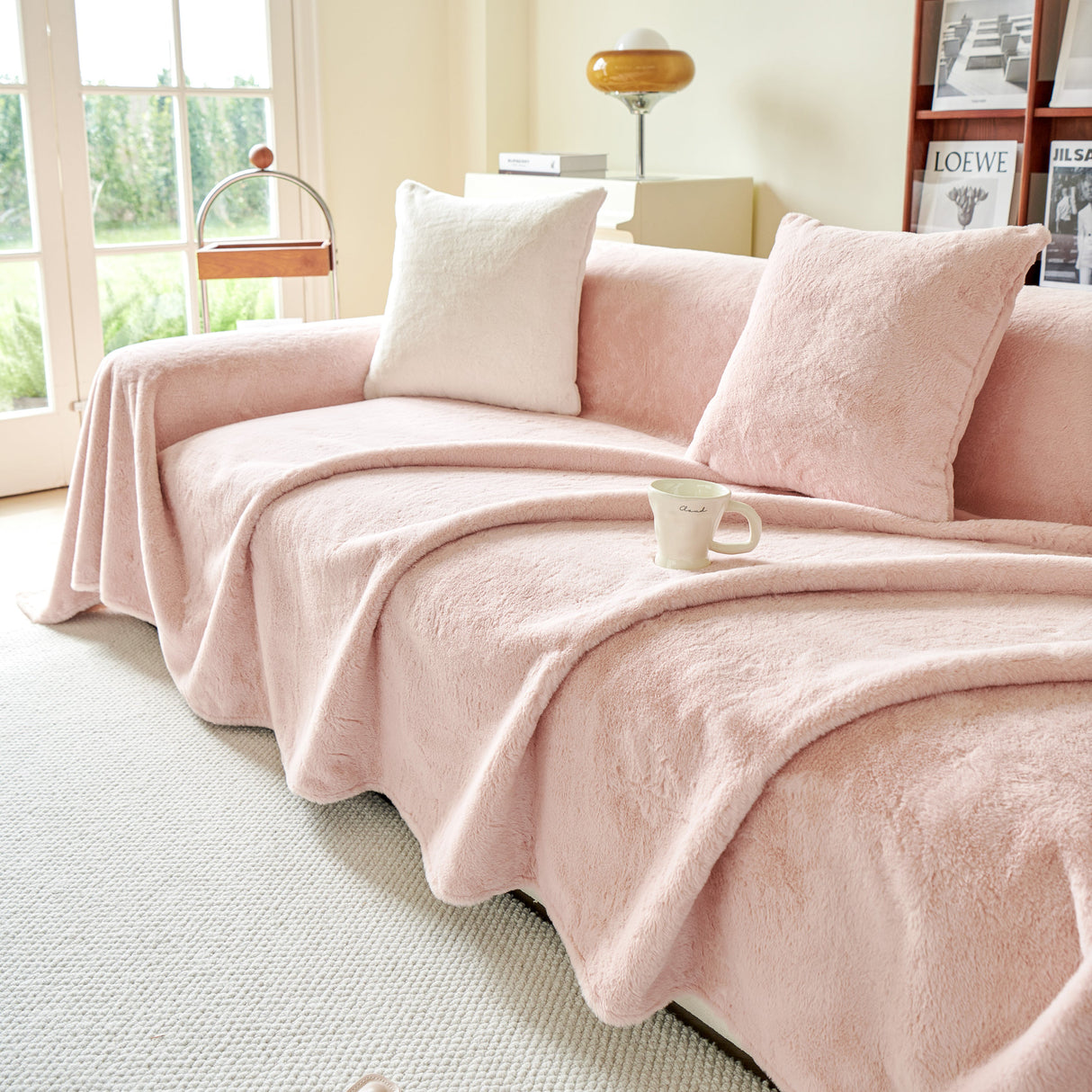 Faux Fur Smooth Plush Comfy Couch Covers, Soft Thicked Durable Blankets and Throws for Sofas