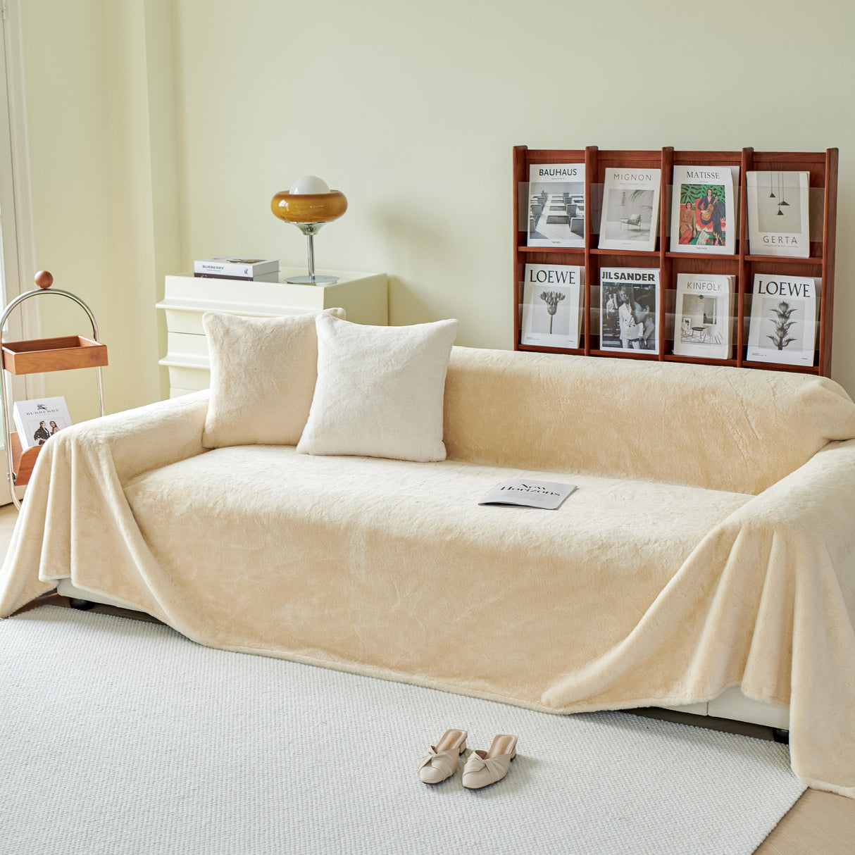 Faux Fur Smooth Plush Comfy Couch Covers, Soft Thicked Durable Blankets and Throws for Sofas