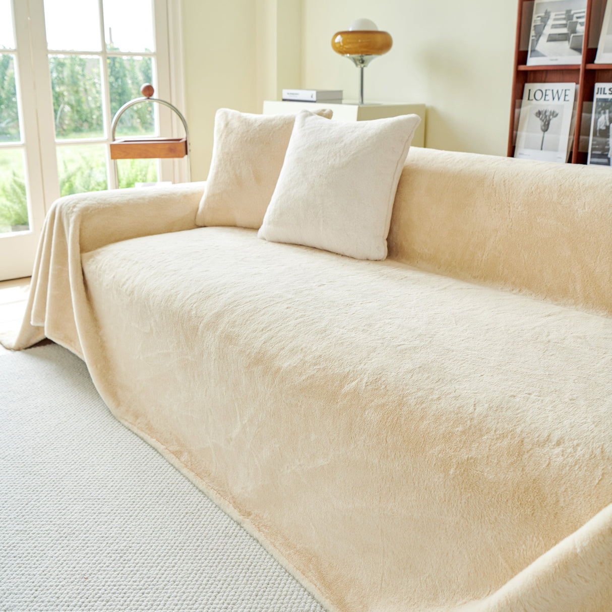 Faux Fur Smooth Plush Comfy Couch Covers, Soft Thicked Durable Blankets and Throws for Sofas