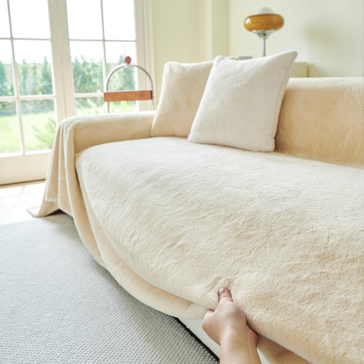 Faux Fur Smooth Plush Comfy Couch Covers, Soft Thicked Durable Blankets and Throws for Sofas